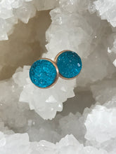 Load image into Gallery viewer, 12mm Ocean Blue Druzy Studs