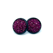 Load image into Gallery viewer, 12mm Sangria Shimmer Druzy Studs