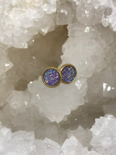 Load image into Gallery viewer, 8mm Purple Druzy Studs