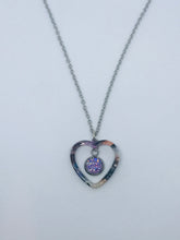 Load image into Gallery viewer, Purple Druzy Heart Necklace (Stainless Steel)