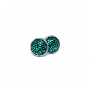 10mm Teal Leopard Print Studs (Stainless Steel)