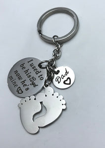 “Dad: I used to be his Angel now he’s mine” Keychain (Stainless Steel)