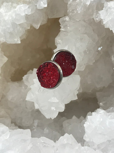 12mm Red Druzy Studs