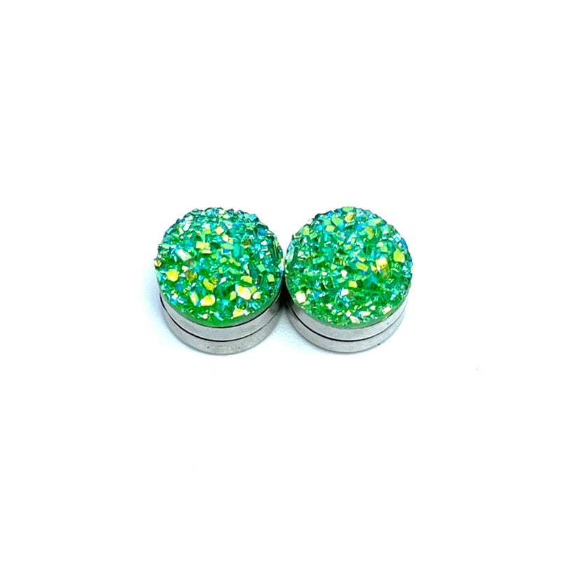 10mm Green Druzy Magnetic Studs