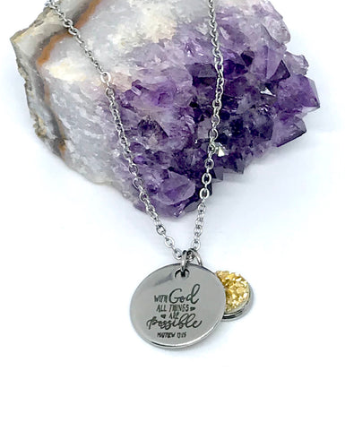 “With God All Things Are Possible” 3-in-1 Necklace (Stainless Steel)
