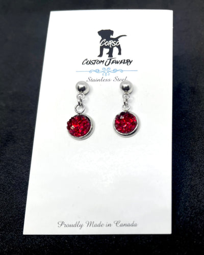 8mm Merlot Druzy Drop Studs (Stainless Steel)