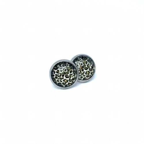 10mm Gold Leopard Print Studs (Stainless Steel)