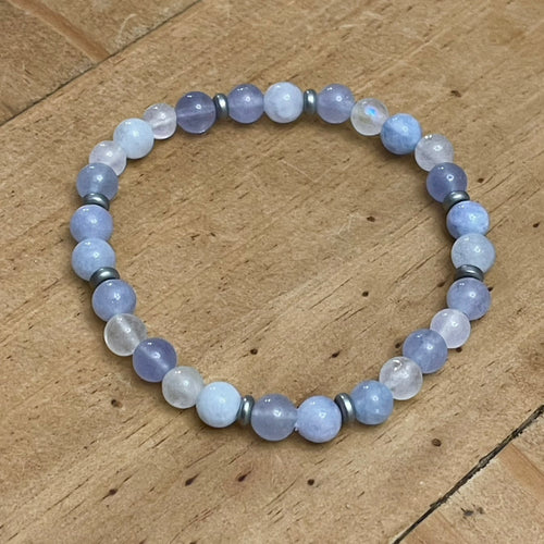 6mm Aquamarine & Moonstone Bracelet