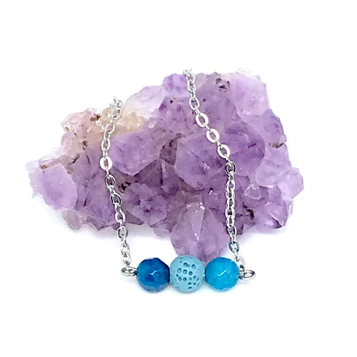 6mm Blue Agate Diffuser Bracelet (Stainless Steel)