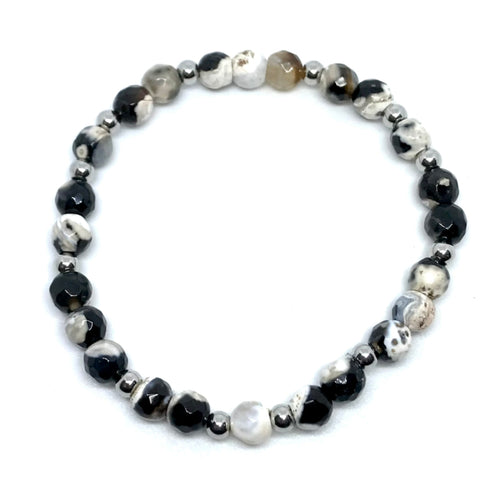 6mm Marbled Coffee Agate Gemstone Bracelet