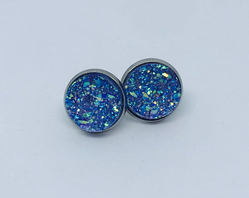 12mm Orchid Druzy Studs
