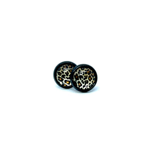 8mm Golden Leopard Studs