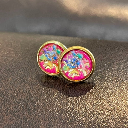 10mm Pink Carnation Studs (Stainless Steel)