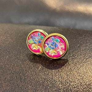 10mm Pink Carnation Studs (Stainless Steel)