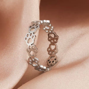 Adjustable Pawprint Infinity Ring (Stainless Steel)