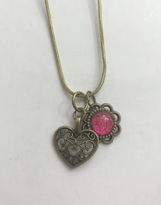 Filigree Heart Necklace (Antique Bronze)