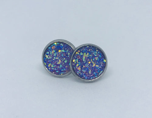 10mm Purple Druzy Studs