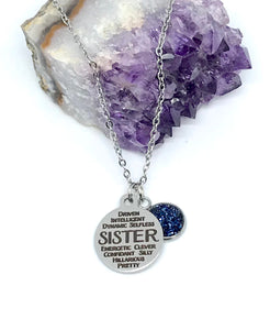 SISTER Word Collage 3-in-1 Necklace (Stainless Steel)
