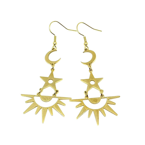 Golden Celestial Drop Earrings