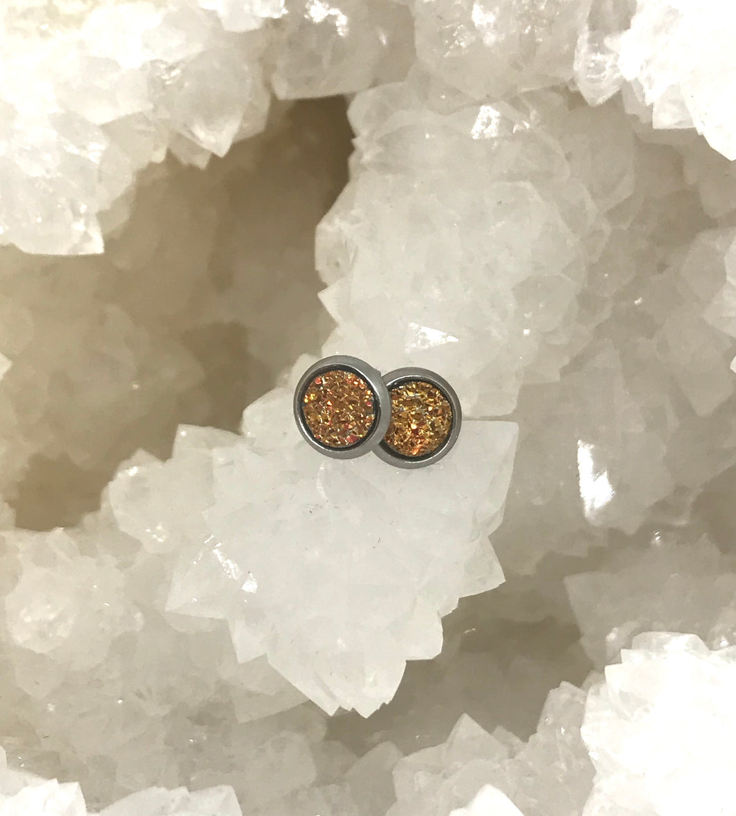 6mm Champagne Druzy Studs (Stainless Steel)
