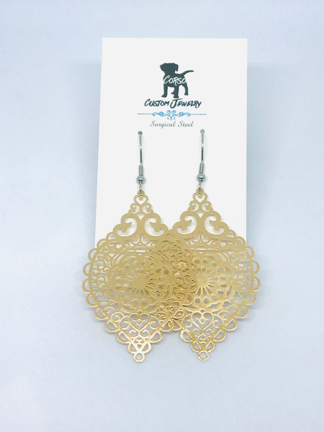 Champagne Spindle Drop Earrings (Surgical Steel)