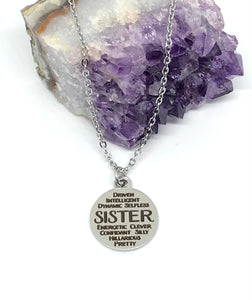 SISTER Word Collage Necklace (Stainless Steel)