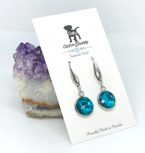 12mm Teal Drop Earrings (Surgical Steel)