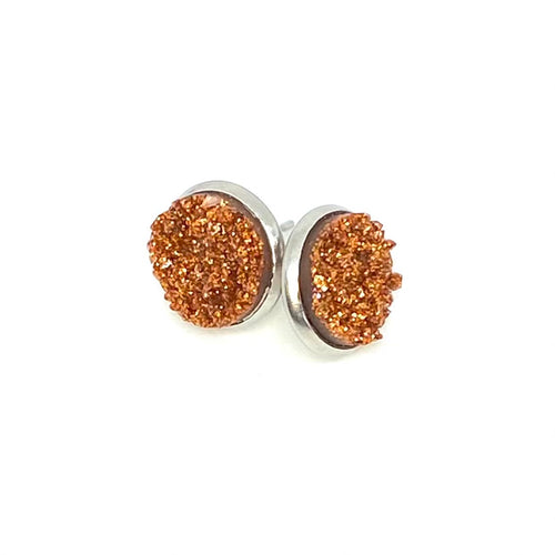 12mm Pumpkin Spice Latte Druzy Studs