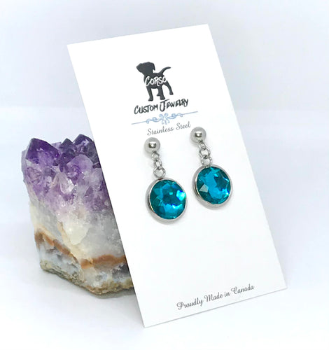 12mm Teal Drop Studs (Stainless Steel)