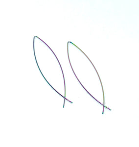 Rainbow Criss Cross Threader Drop Earrings (Stainless Steel)