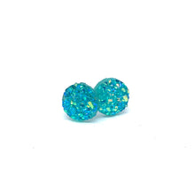 Load image into Gallery viewer, 8mm Lake Blue Druzy Studs