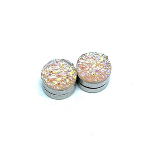 10mm Light Pink Druzy Magnetic Studs