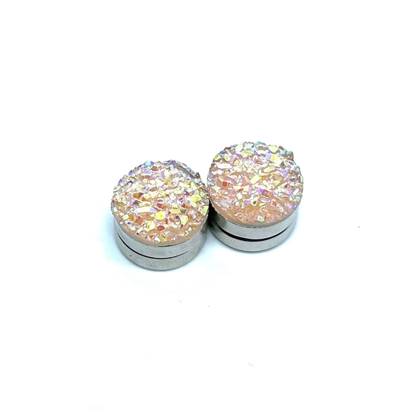 10mm Light Pink Druzy Magnetic Studs