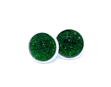 Load image into Gallery viewer, 12mm Emerald Green Druzy Studs