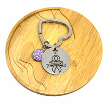 Load image into Gallery viewer, Druzy Cancer Survivor Research Keychain (Stainless Steel)