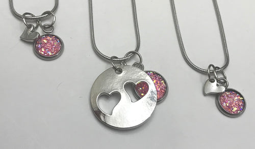 “You Complete My Heart” Mother-Daughter Necklace Set (Stainless Steel)