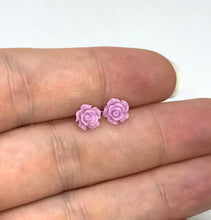 Load image into Gallery viewer, Mini Rose Studs in Pale Orchid (No Metal)