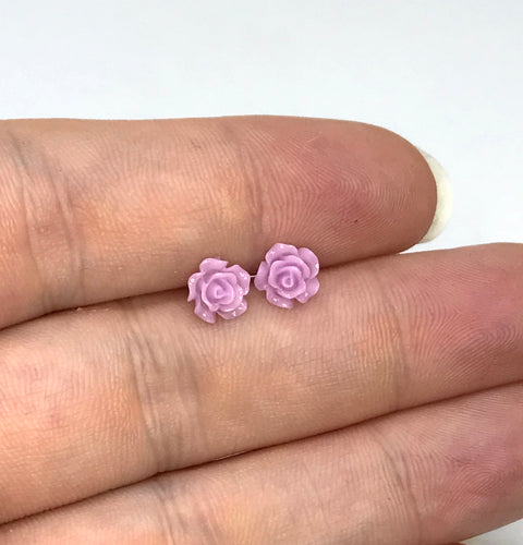 Mini Rose Studs in Pale Orchid (No Metal)