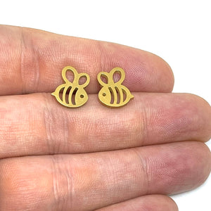Gold Bumblebee Studs (Stainless Steel)