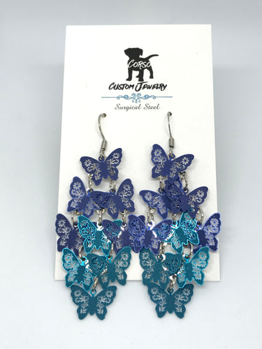 Blue Butterfly Kaleidoscope Drop Earrings