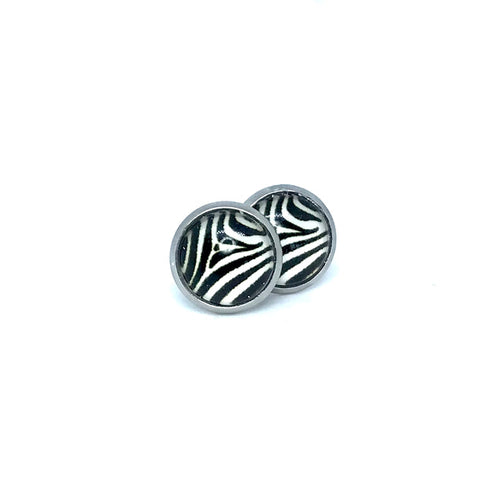 10mm Zebra Print Studs (Stainless Steel)