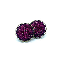 Load image into Gallery viewer, 12mm Sangria Shimmer Druzy Studs