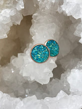 Load image into Gallery viewer, 12mm Lake Blue Druzy Studs