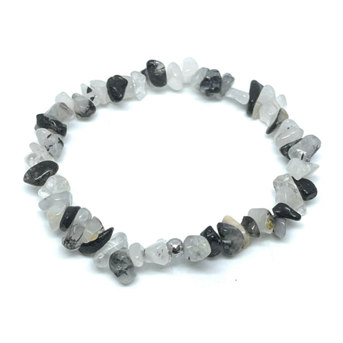 Black Rutilated Quartz Chip Bracelet