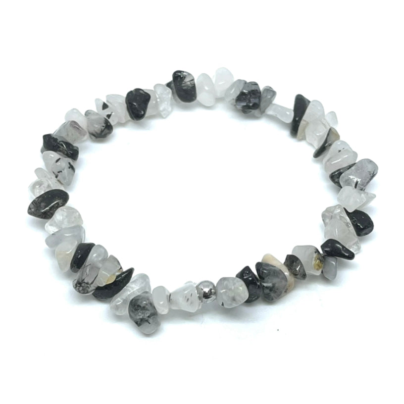 Black Rutilated Quartz Chip Bracelet