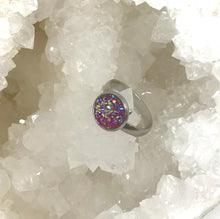 Load image into Gallery viewer, 10mm Dark Pink Druzy Ring (Stainless Steel)