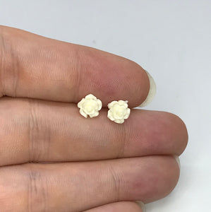 Mini Rose Studs in French Vanilla (No Metal)