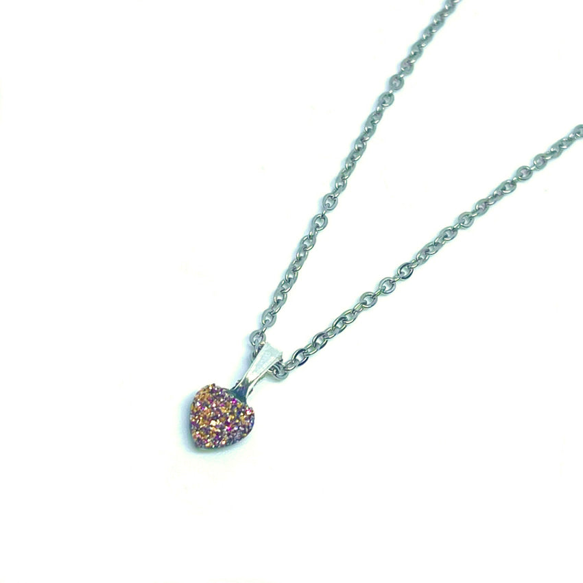 8mm Karma Druzy Heart Necklace