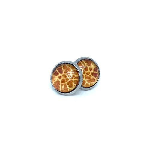 10mm Giraffe Print Studs (Stainless Steel)