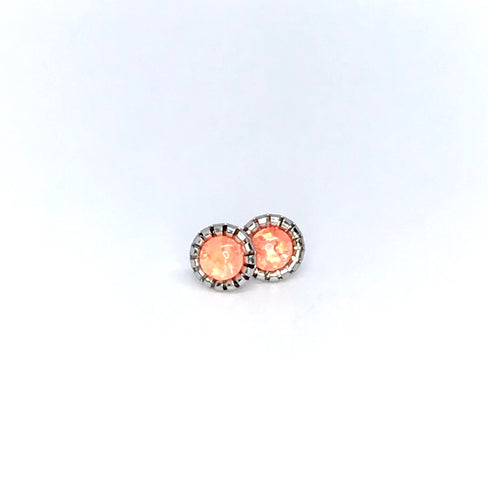 6mm Peach Faux Opal Studs